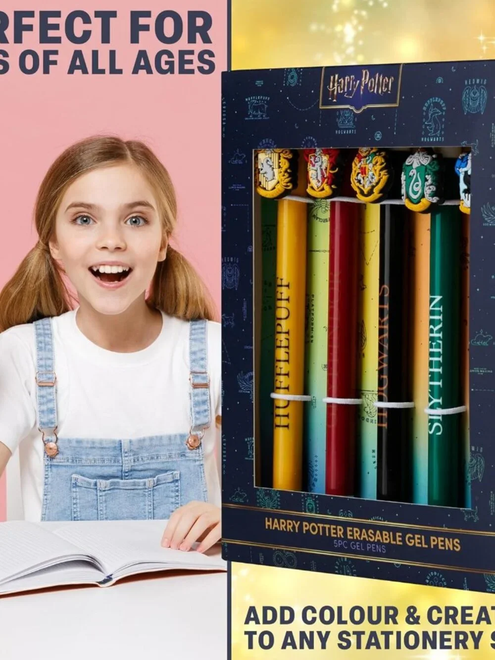 Get Trend Harry Potter 5Pc Erasable Gel Ink Pens Blue Kawaii Stationery Set
